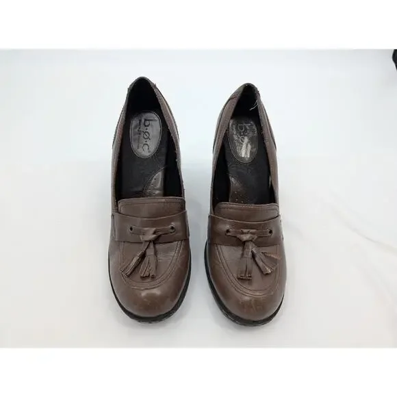 Born BOC Concept High Heel Loafers Tassel Brown Chunky Classic Career Office 7 - Picture 8 of 8